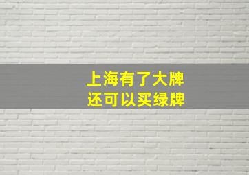 上海有了大牌 还可以买绿牌